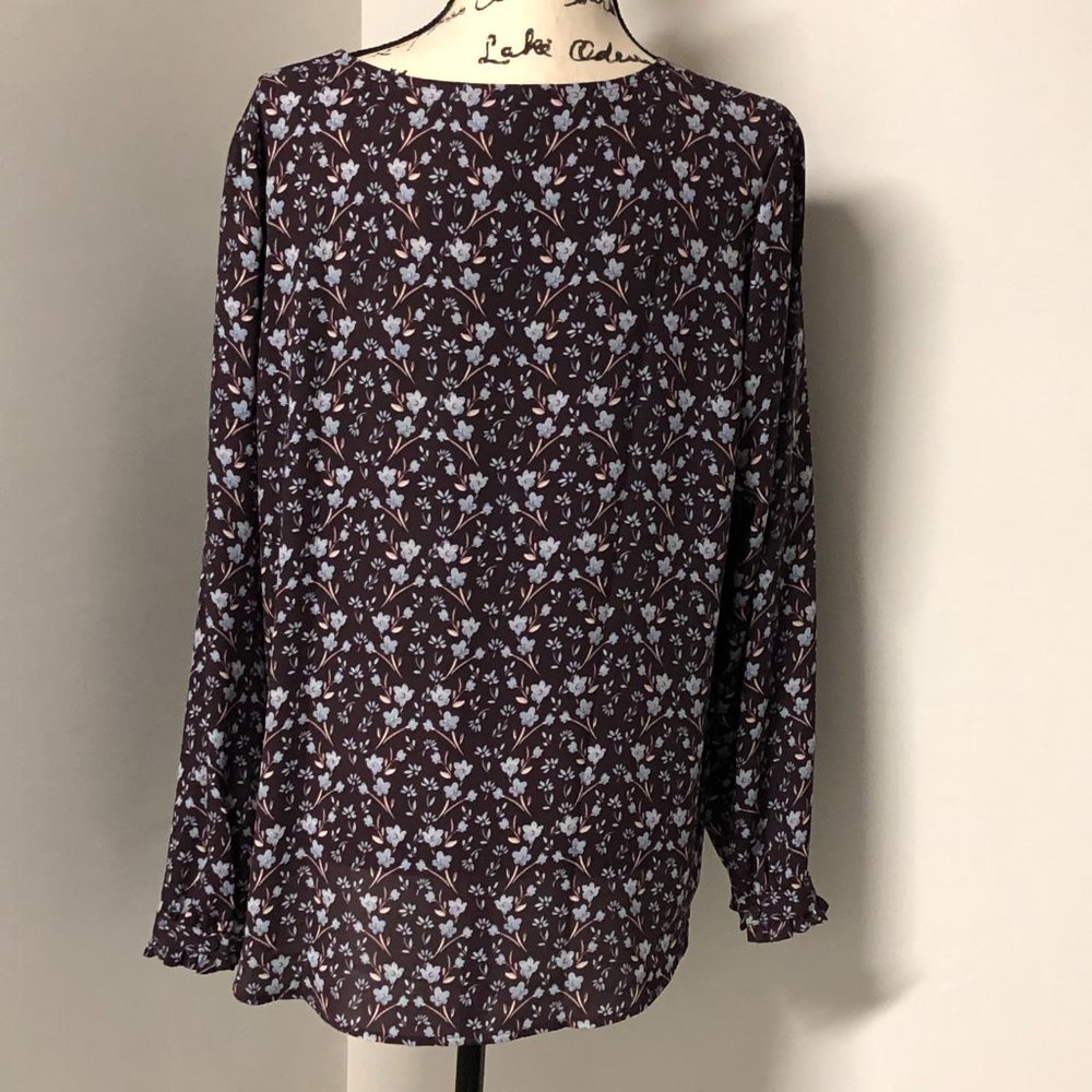 Loft Purple blue floral Top Women L - Picture 2 of 9